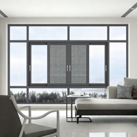 KOJOON Fenêtre coulissante manuelle en aluminium pour chambre à coucher, design horizontal, ouverture à deux panneaux
