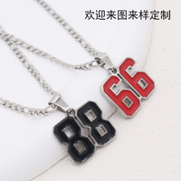 Étanche En Acier Inoxydable Sport Bijoux Baseball Équipe Numéros Collier Émail Baseball Basketball Football Équipe Numéro
