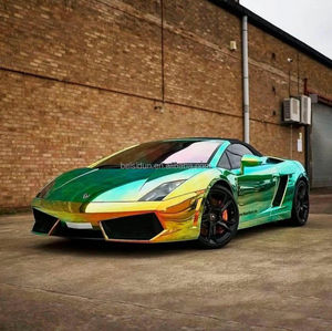 Stiker badan mobil hewan peliharaan hijau lapisan vinil hijau lapisan vinil hijau krom pelangi lapis listrik hijau keemasan mengkilat - Product Image 3