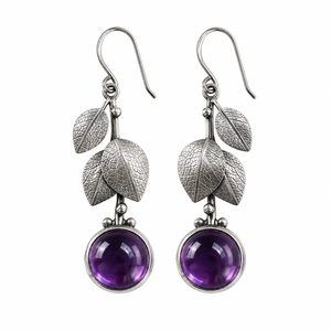 Orecchini vintage bohémien con foglie di ciliegio viola, regali per feste da donna - Product Image 2