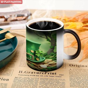 แก้วกาแฟเซรามิกเคลือบด้าน 11 ออนซ์ ไวต่อความร้อน สีดำ แก้วงานฝีมือ DIY ลายวันเซนต์แพทริค - Product Image 5