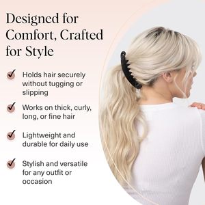 Pinces à cheveux en plastique banane pour femmes, style rétro années <span class=keywords><strong>80</strong></span>, 13,5 cm |   Sûr, durable, sans plis |   Coiffures en queue de cheval et chignons - Product Image 2