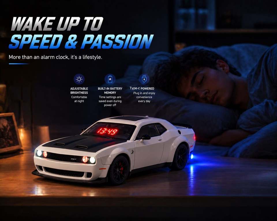 Challenger SRT Simulation Hypercar Model Alarm Clock With Eye-Catching ...