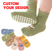Chaussettes en coton décontractées pour bébés et tout-petits avec logo OEM, antidérapantes avec picots en caoutchouc, mignonnes, unisexes, fines, pour garçons et filles, printemps