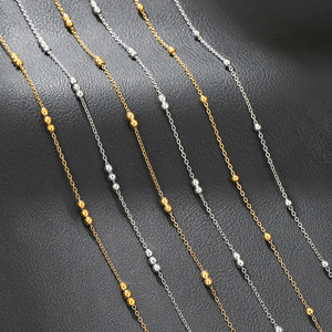 Collier en chaîne à perles en acier inoxydable, design géométrique simple, bijoux à porter au quotidien Q0023Q0025 - Product Image 1