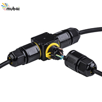 Connecteur étanche IP68 de type T à 3 voies, 3 broches, 24A, 450VAC, connecteur de câble d'alimentation sans vis