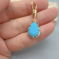 Pendentifs vintage en pierre turquoise bleue, formes multiples (goutte d'eau, ovale), breloques pierres de naissance pour la fabrication de bijoux, bracelets, colliers, vente en gros