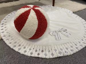 Bóng Bạc Hà Hình Lông Bông Teddy Màu Trắng Ấm Cúng Mới Đệm Gối Giáng Sinh Màu Đỏ - Product Image 3