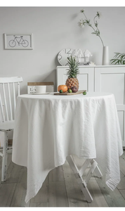 Nappe de table style INS nordique blanc pur, en tissu coton et lin, pour pique-nique, fond de photographie, dortoir et desserts - Product Image 2