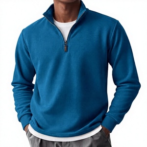 Men's Pullover Fleece-Lined Stand Collar Sweatshirt Adjustable 1/4 <b>Zip</b> Long Sleeve Solid Color Breathable Warm Wear 340g Regular - Product Image 6