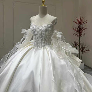 Vestidos de Novia Modernos 3 en 1 con Cola de Capilla, Satén, Estilo Princesa, Apliques para Novia - Product Image 2