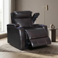 Fauteuil inclinable fonctionnel avec table basse en cuir véritable gris ensemble de canapé 3 places populaire