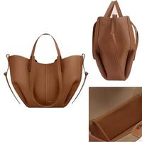 Sac fourre-tout en cuir de vachette de couleur unie pour femmes YueXie avec fermeture ouverte pour la plage, les voyages, les courses et l'usage quotidien