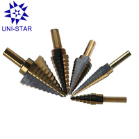 5PCS HSS Titanium Step Drill Bit Set pour métal avec boîtier en aluminium Trous multiples 50 tailles Step Drill Bits