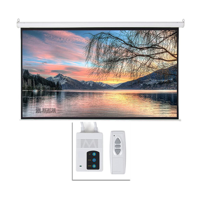 Portable Motorized Projection Screen Matte White Fabric Motorized Electric Projection Projector Screen