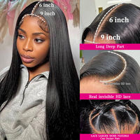Nouvelle Arrivée Perruque Lace Frontale 9x6 Sans Colle HD Pré-coupée avec Nœuds Blanchis Cheveux Naturels Vietnamiens Raides Prête à Porter