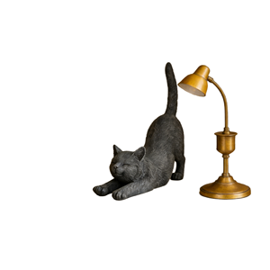 Estatua de Gato Yoga Estirándose, Figura de Resina Zen de Gatito para Jardín, Decoración Exterior, Regalo Conmemorativo para Mascotas, Pintado a Mano, Gris - Product Image 1