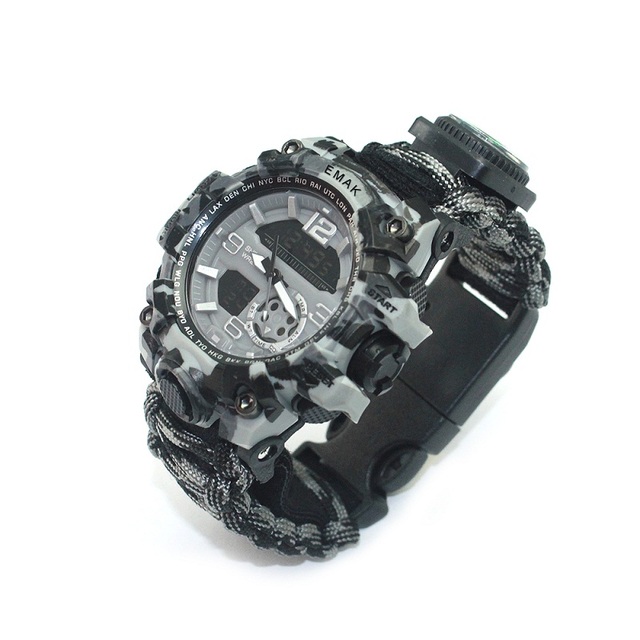 Wholesale Hot Sale Weave Equipment Watch Customized Multi-functional Adjustable Survival Paracord Bracelet Watch