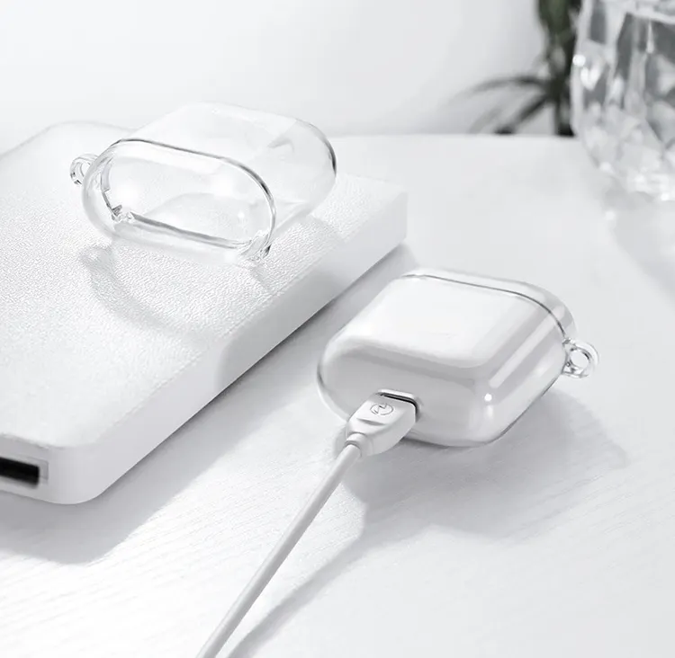 جرابات شفافة من نوع airpod pro 1 2, جرابات شفافة من مادة البولي يوريثان الحراري لحماية السماعات من الصدمات