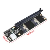 Adaptador de ranura SlimSAS 8i x2 a PCIe 4.0 x16 de 2 puertos, tarjeta elevadora SFF8654 GEN4 para tarjeta gráfica de red, tarjeta de video GPU, cable de alimentación de 6 pines