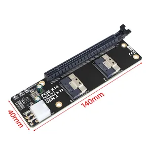 Adaptateur 2 ports SlimSAS 8i x2 vers PCIe 4.0 x16, <span class=keywords><strong>carte</strong></span> Riser SFF8654 GEN4 pour <span class=keywords><strong>carte</strong></span> graphique réseau GPU, câble d'alimentation 6 broches - Product Image 3
