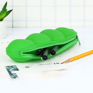 Étui à crayons <span class=keywords><strong>en</strong></span> silicone imperméable portable <span class=keywords><strong>en</strong></span> forme de <span class=keywords><strong>pois</strong></span> mignon pour étudiants, rangement de papeterie, sac à stylos - Product Image 6