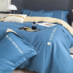 Parure de lit en polyester brodé, imprimé floral coloré, housse de <span class=keywords><strong>couette</strong></span> 4 pièces, drap, couvre-lit et taies d'oreiller pour toutes les saisons - Product Image 1