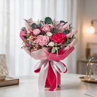 Bouquet de roses éternelles préservées OEM, couleurs mélangées, roses séchées véritables, emballées à la main, cadeau romantique pour la Saint-Valentin et la Fête des Mères