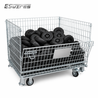 Conteneur de stockage en treillis métallique galvanisé robuste pour la manutention des matériaux en entrepôt, pliable et empilable
