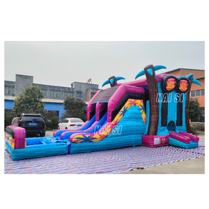 Tobogán Acuático Inflable Comercial de Doble Carril con Diseño de Palmera, Compra de <span class=keywords><strong>Castillo</strong></span> Inflable para Niños al Aire Libre - Product Image 6