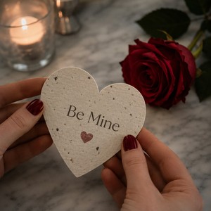 <span class=keywords><strong>Carte</strong></span> en papier semence pour la Saint-Valentin avec forme de cœur et motif de rose - Product Image 3