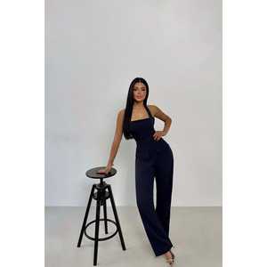 Ensemble de costume bleu marine pour femme avec détail poche et pantalon - Product Image 2