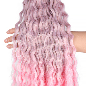 Julianna Venta al por mayor Fibra resistente al calor 22 pulgadas <span class=keywords><strong>Ariel</strong></span> Curl Ondulado Ombre Rubio Extensión de cabello trenzado sintético - Product Image 4