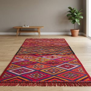 Handmade Moroccan Kilim Berber Wool Area <b>Rugs</b> Wholesale Hand Knotted Geometric Pattern Low Pile Medium Thickness Jute Backing - Product Image 5