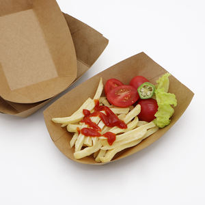 Récipient alimentaire jetable en gros, bac en papier Kraft pour aliments frits - Product Image 6