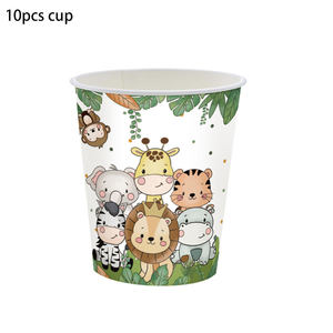 वन वन चिड़ियाघर पार्टी थीम जन्मदिन ईस्टर सजावट डिस्पोजेबल टेबलवेयर पेपर प्लेट कप टेबलडोर कार्टून - Product Image 2