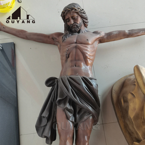 Escultura de Jesús Crucificado en la Cruz de Metal Bronce para Decoración de Iglesias Religiosas Occidentales QUYANG BSA-3202, Tamaño Personalizado - Product Image 4