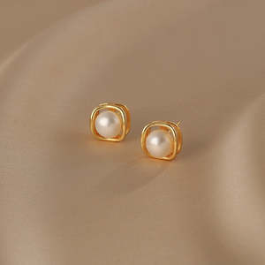 Boucles d'oreilles à clous en perles naturelles pour femmes, bijoux en argent sterling S925, 1611 - Product Image 2