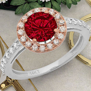 Anelli di fidanzamento naturali originali per peridoto personalizzato 14k bianco e rosa rosa con taglio rotondo Halo - Product Image 6