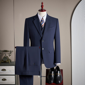 Traje de Tres Piezas Casual de Negocios para Hombre, Diseño Personalizado, Color Sólido de Alta Gama, Traje de Esmoquin de Un Solo Pecho para Hombre - Product Image 2