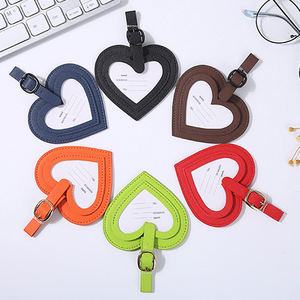 Étiquette de bagage en PU colorée, tendance et simple, en forme de cœur pêche, avec fonction anti-perte pour valise, cadeau à suspendre pour homme et femme - Product Image 2