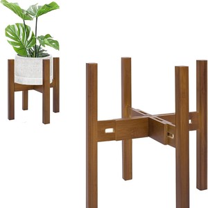Support de plantes en bois de forme rectangulaire, couleur bois naturel, support de pot de fleurs de bureau d'intérieur, base stable pour la décoration de la maison - Product Image 2