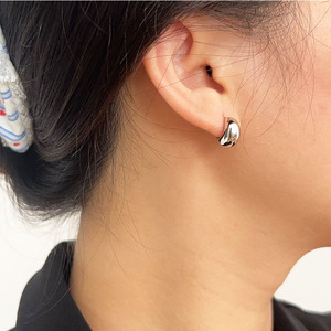 S925 Sterling <b>Silver</b> C Shaped <b>Stud</b> Earrings Geometric Minimalist Design Everyday Wear - Product Image 4