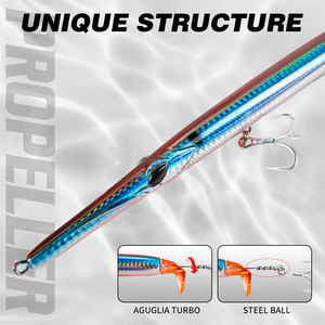 Hunthouse Nouveau Design Leurre Crayon à Aiguille 225mm 40g pour Pêche au Bar, Flottant, Type Whopper Plopper, Leurre Dur avec Hélice - Product Image 4