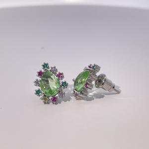 ต่างหูแบบติดหูทรงลูกแพร์ประดับเพชรซิคอนหลากสี ดีไซน์หรูหราเบาๆ สไตล์วินเทจ ชุบทองบนทองเหลือง จาก Tianyu Gems สำหรับผู้หญิง - Product Image 3