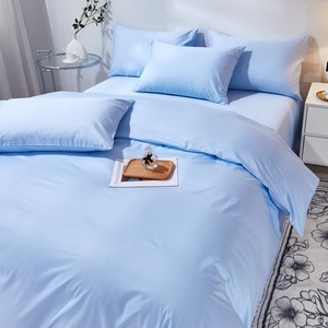 Parure de <span class=keywords><strong>lit</strong></span> hôtelière en tissu uni de qualité supérieure, ensemble quatre pièces en pur coton, housse de couette, literie pour hôtel et maison d'hôtes - Product Image 4