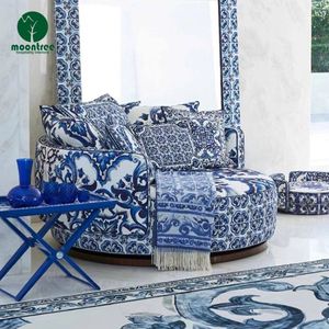 चांदनी पार्क में आराम करते हैं, ग्रीनट्री राउंड इतालवी लक्जरी तटस्थ आधुनिक प्रेम सीट सोफे हरे फूल विला होटल - Product Image 3