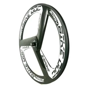 Günstige Tri Spoke Chinese Carbon Räder Spur 700C Fixed Gear Clincher 23MM Breite Aero 3 Speichen Fahrrad Vorderrad Fahrrad räder