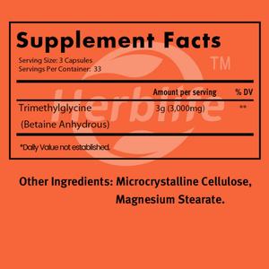 Venta Caliente OEM - Personalizable - TMG Betaína (Trimetilglicina) 1,000 Mg, Apoyo Hepático*, 100 Cápsulas - Product Image 2