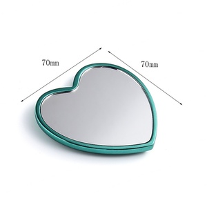Wholesale Heart Shape Green Engraved Laser Metal Pocket <b>Compact</b> Makeup Handbag <b>Mirrors</b> - Product Image 6